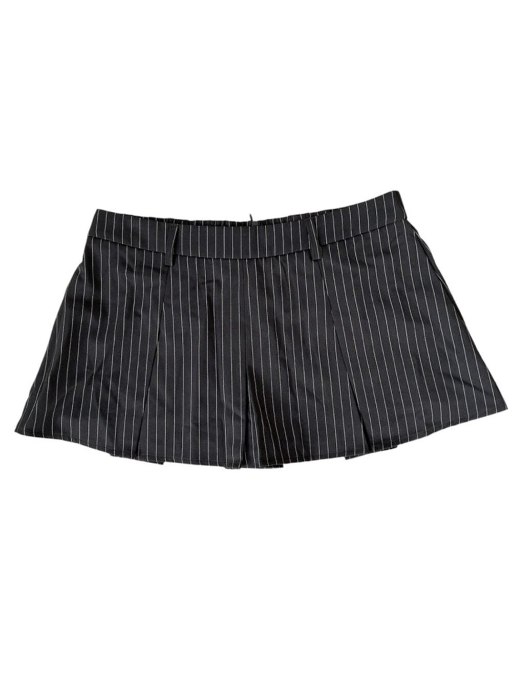 NEW Halara Pinstripe Mid-Rise Mini Skirt M Dark Gray